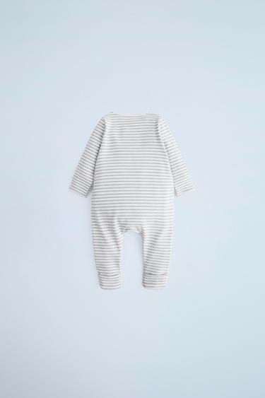 PYJAMA ENTIER À PIEDS TRANSFORMABLES RAYÉ - Gris clair de Zara - Image 1