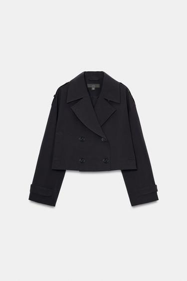 SHORT DOUBLE-BREASTED TRENCH COAT - Navy blue by Zara - Image 5