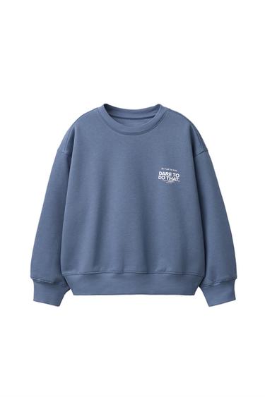 Zara TEXT SWEATSHIRT - Blue / Gray