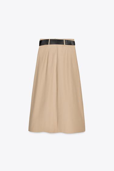 JUPE MI-LONGUE À CAPUCHE AVEC CEINTURE - Camel moyen de Zara - Image 5
