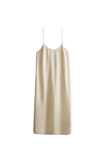 MULBERRY SILK STRAPPY NIGHTDRESS - Ecru by Zara