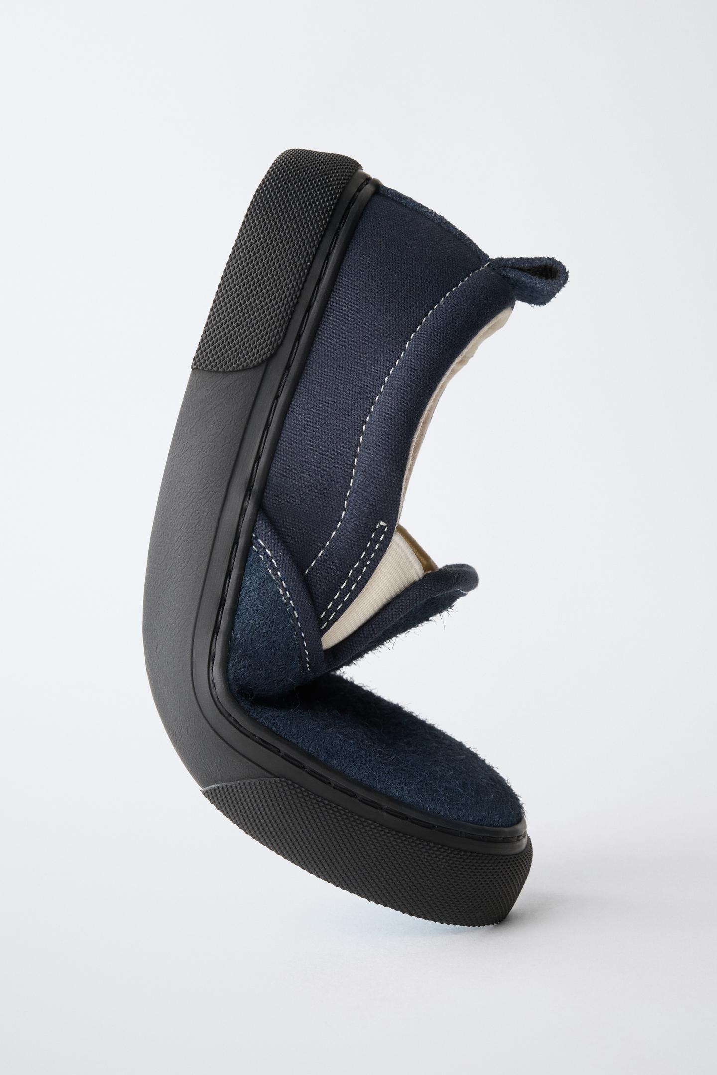 Детские кроссовки Zara Contrast Plimsolls, цвет: Синий — фото 3