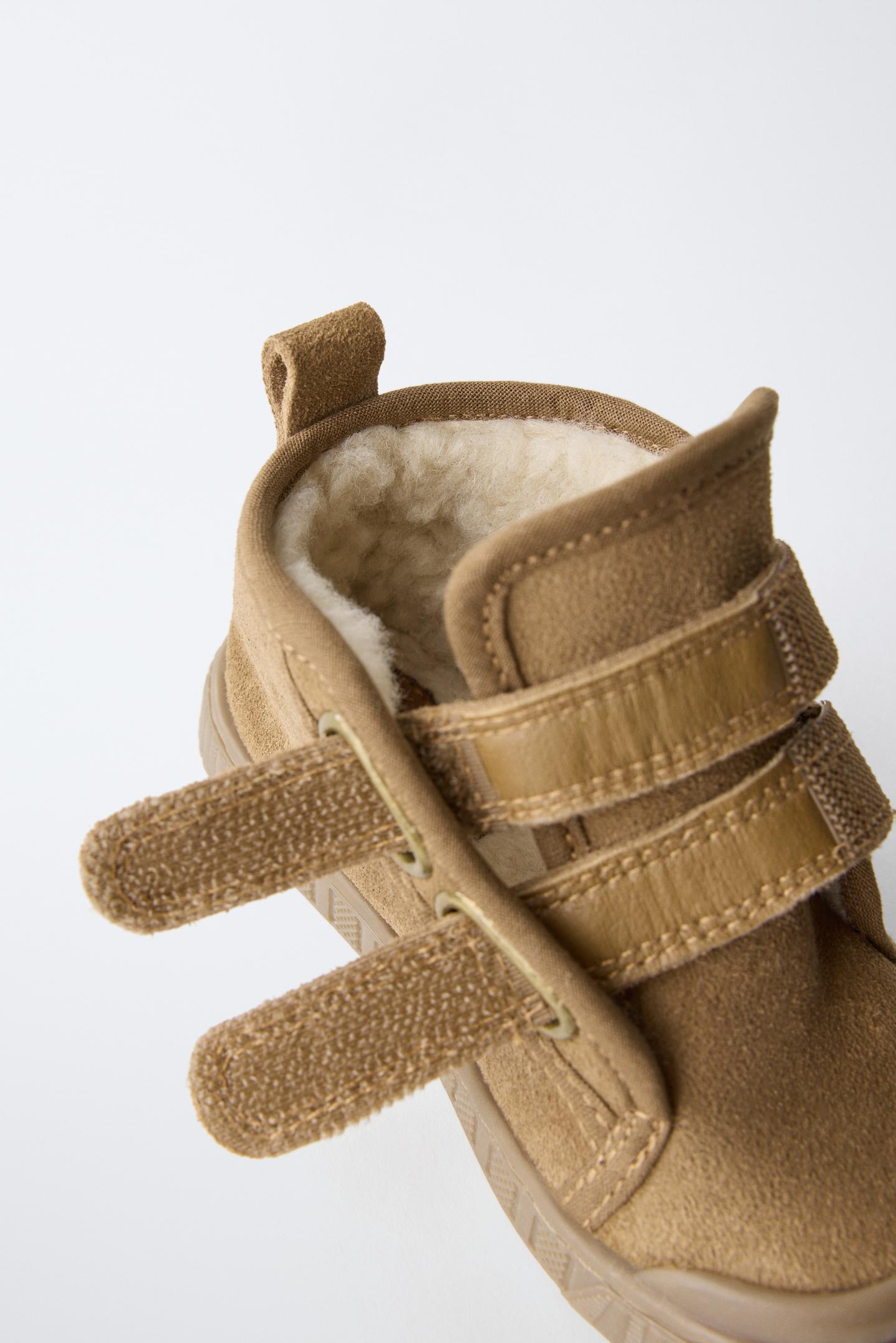 Детские кроссовки Zara Leather Lined Barefoot Sneaker, цвет: Коричневый — фото 7