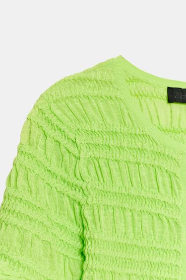 SMOCKED KNIT TOP - Lime by Zara - Image 7