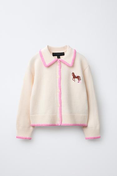 EMBROIDERED HORSE CARDIGAN - Ecru / Beige by Zara