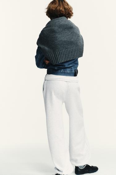 BASIC STRAIGHT PLUSH TROUSERS WITH ADJUSTABLE HEM - Grey marl by Zara - Image 4