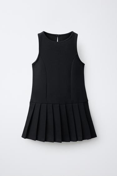 Zara PLEATED PINAFORE DRESS - Navy blue - Image 0