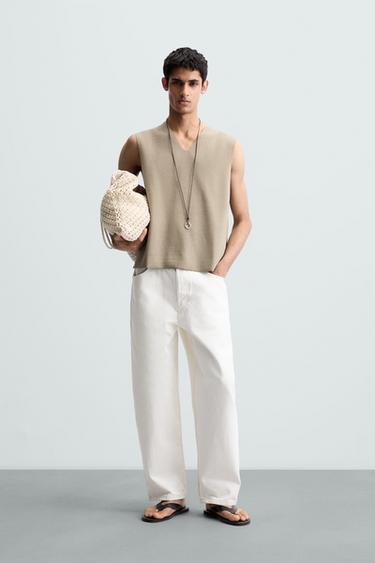 RELAXED FIT KNIT WAISTCOAT - Khaki by Zara - Image 0