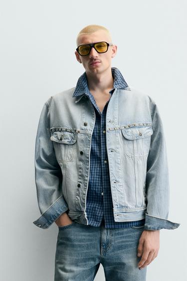 CAZADORA DENIM RELAXED FIT TACHAS METÁLICAS - Azul claro de Zara