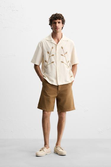 CONTRAST EMBROIDERY SHIRT - Yellow by Zara - Image 0