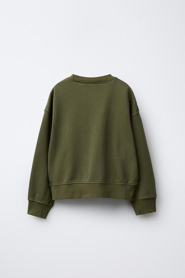 RUBBER LABEL SWEATSHIRT AND CARGO JOGGERS SET - Khaki by Zara - Image 2