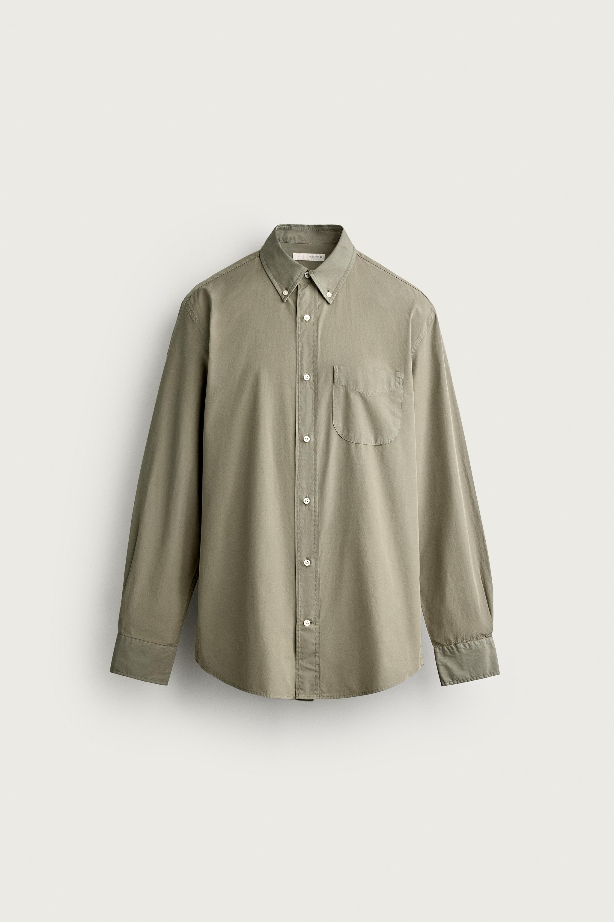 COTTON REGULAR FIT SHIRT — Khaki