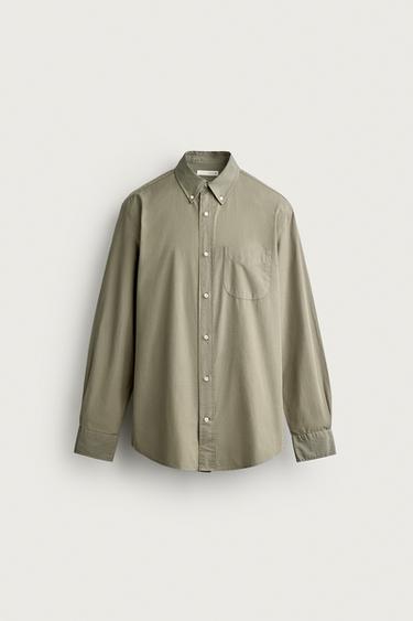 Zara COTTON REGULAR FIT SHIRT - Khaki
