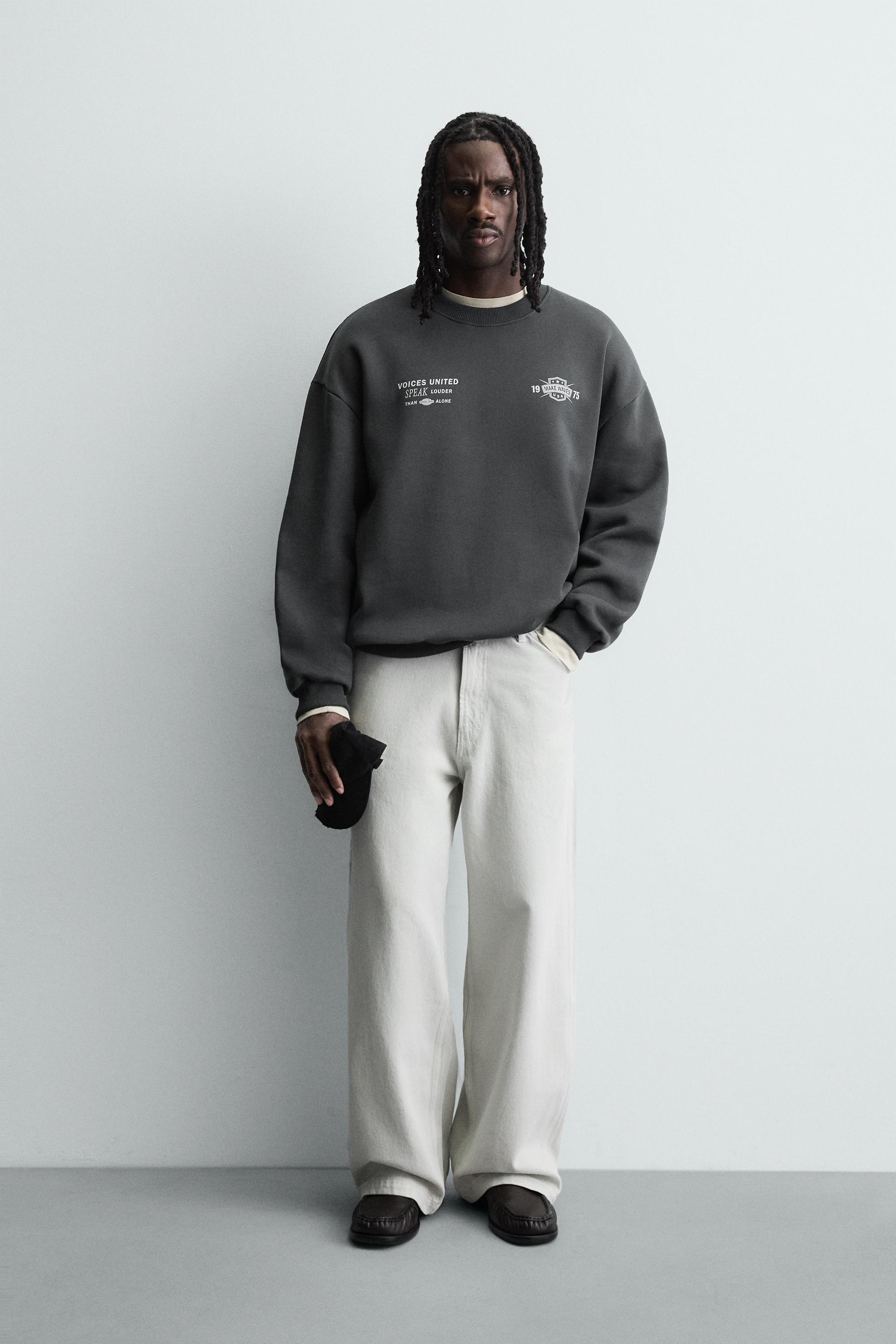 CONTRAST PRINT SWEATSHIRT - Dark anthracite | ZARA India