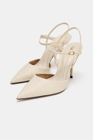 EMBOSSED SLINGBACK SHOES - Ecru White by Zara - Image 3