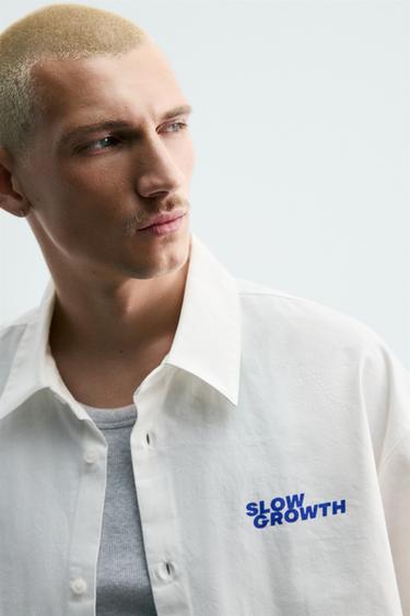 WASHED SHIRT WITH GRAPHIC PRINTS - White by Zara - Image 5