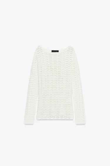TEXTURED KNIT SWEATER - White by Zara - Image 5