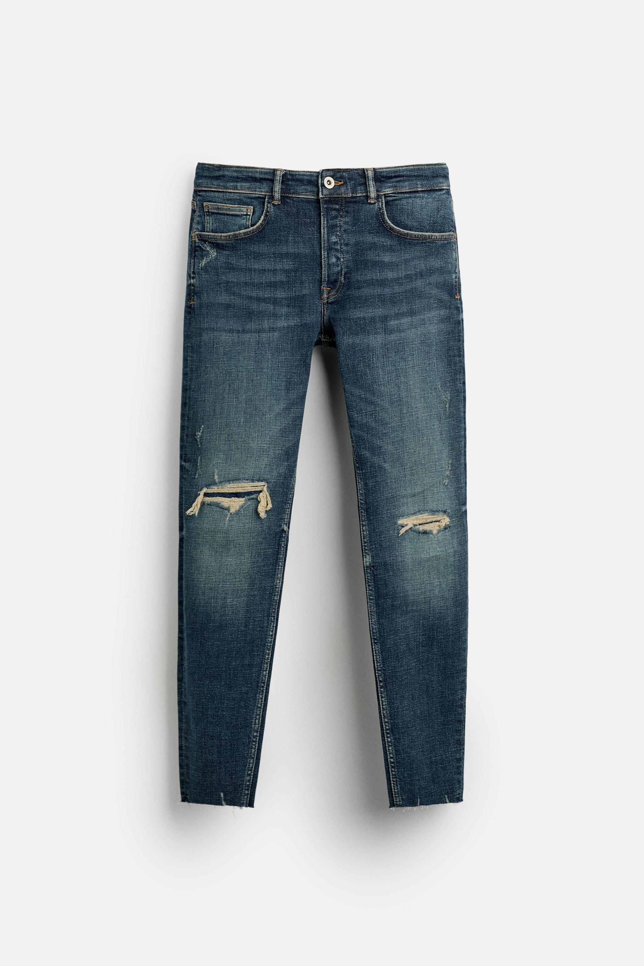 Zara blue ripped jeans fashion