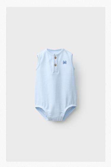 BODY Z HAFTEM KRABA - Niebieski pastelowy Zara