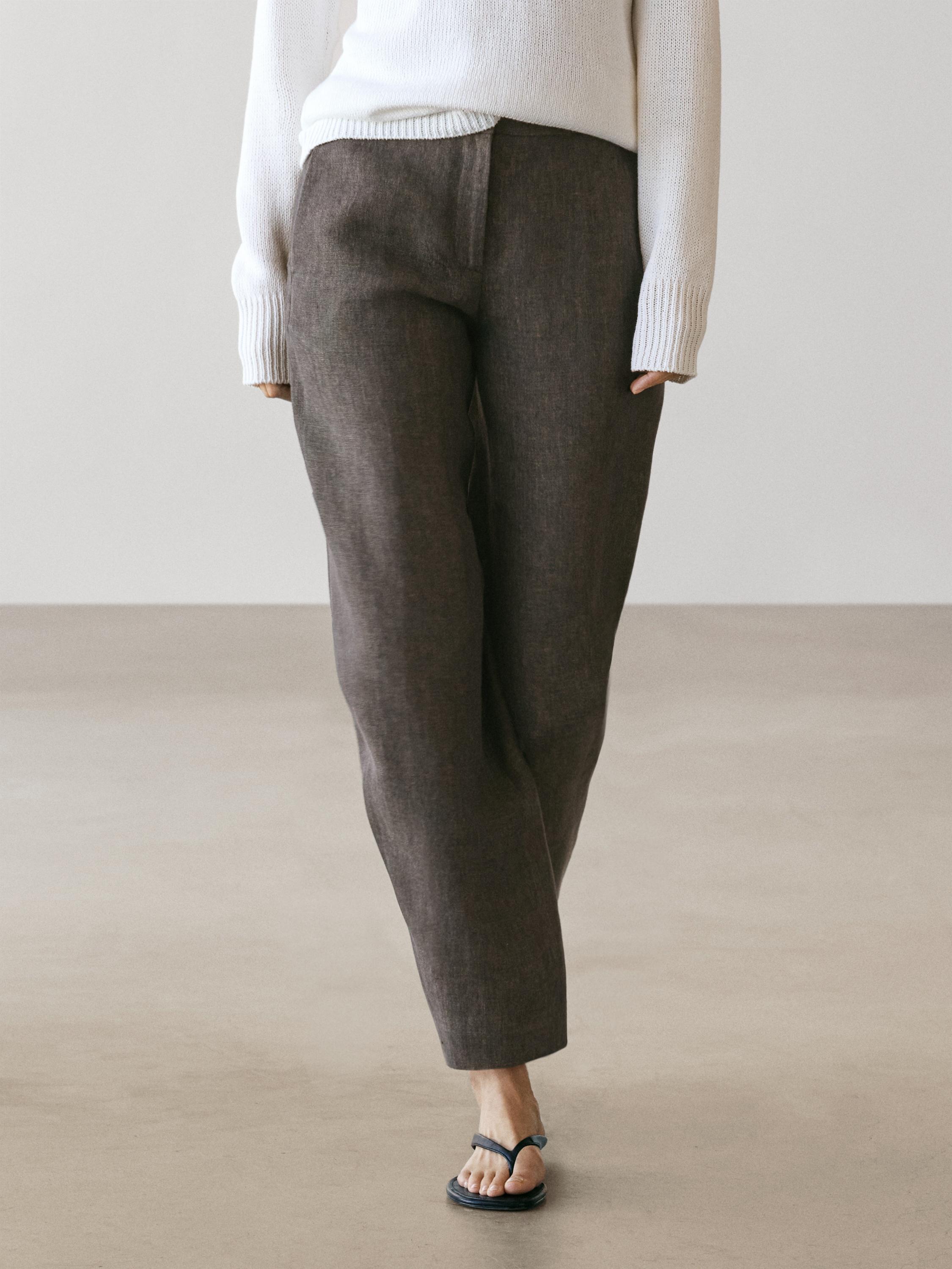 Linen barrel fit trousers