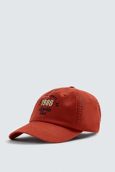CAP WITH EMBROIDERED SLOGAN - Red by Zara