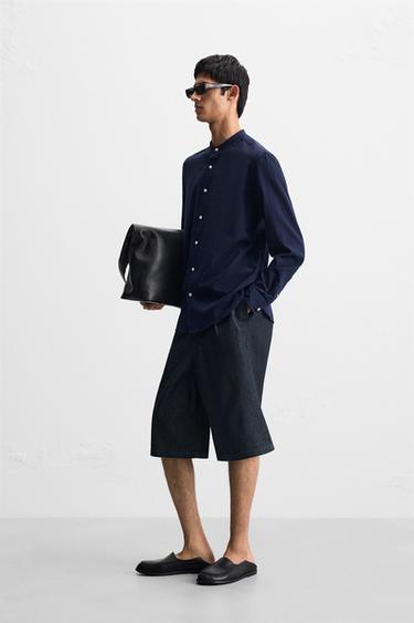 CHEMISE EFFET PLISSÉ - Bleu marine de Zara - Image 3