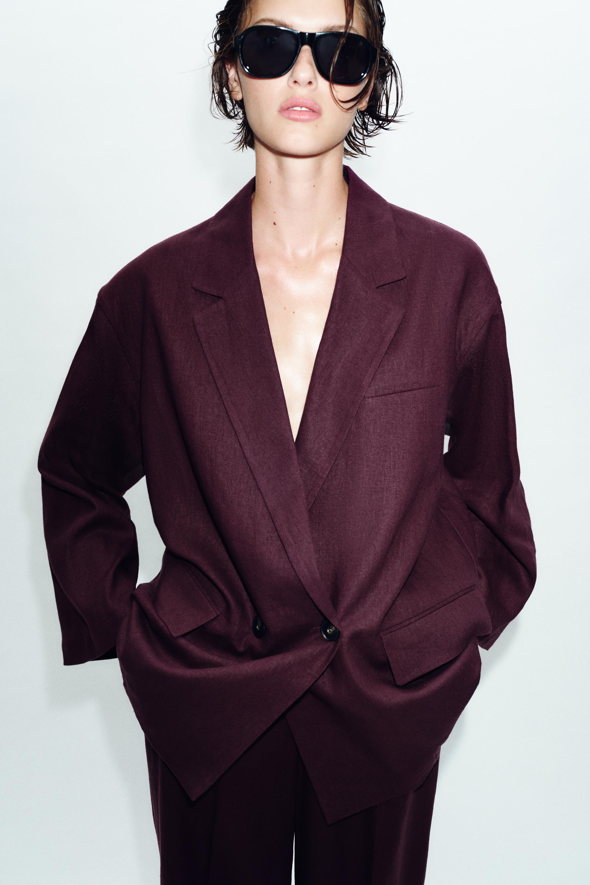 LINEN BLEND DOUBLE BREASTED BLAZER
