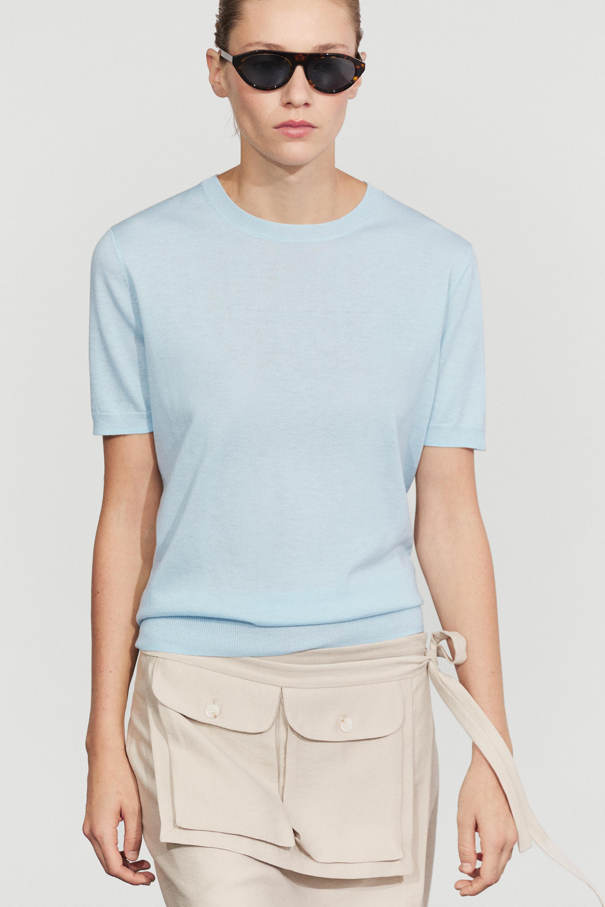 Short-sleeve fine-knit sweater — cheetah
