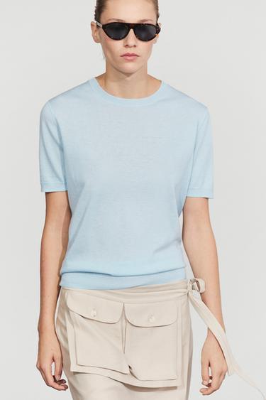 Short-sleeve fine-knit sweater — cheetah 2