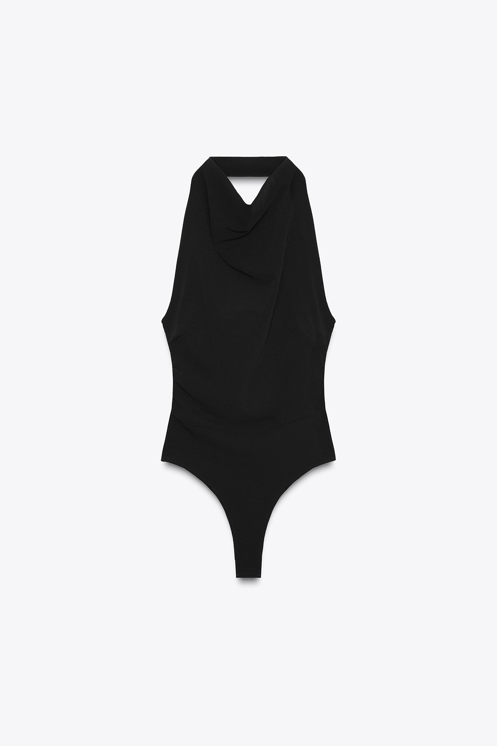 OPEN BACK HALTER BODYSUIT - Black | ZARA United States