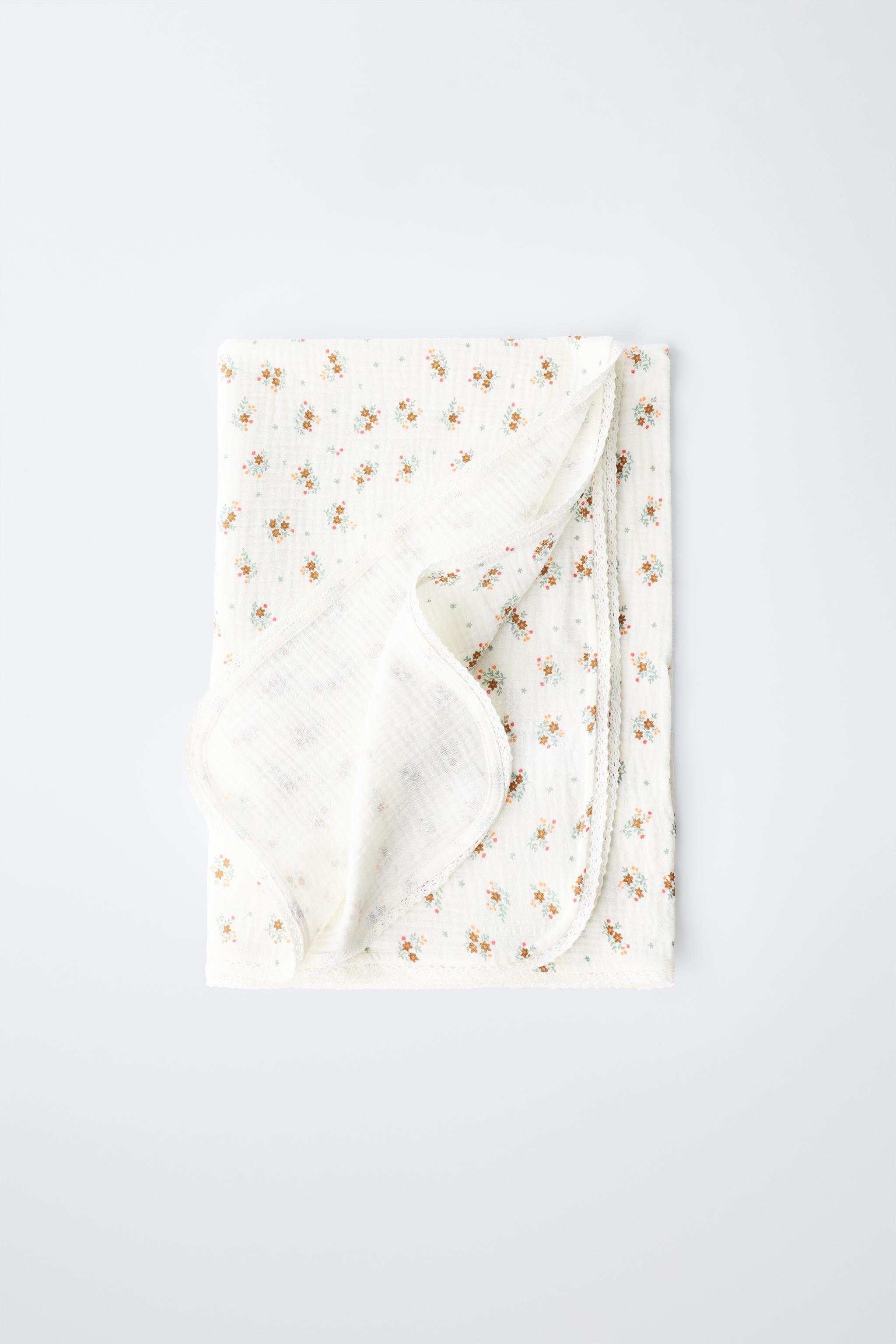FLORAL PRINT TEXTURED LACE BLANKET