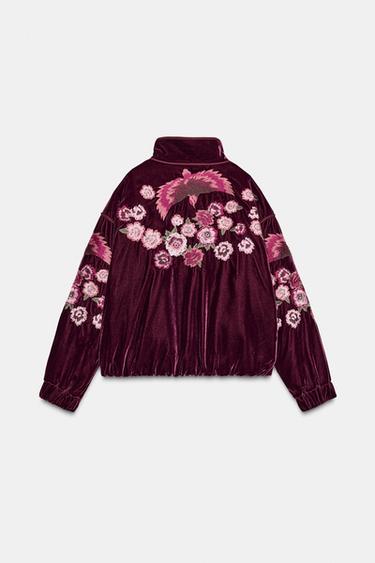 VESTE MATELASSÉE VELOURS BRODÉE - Prune de Zara - Image 6