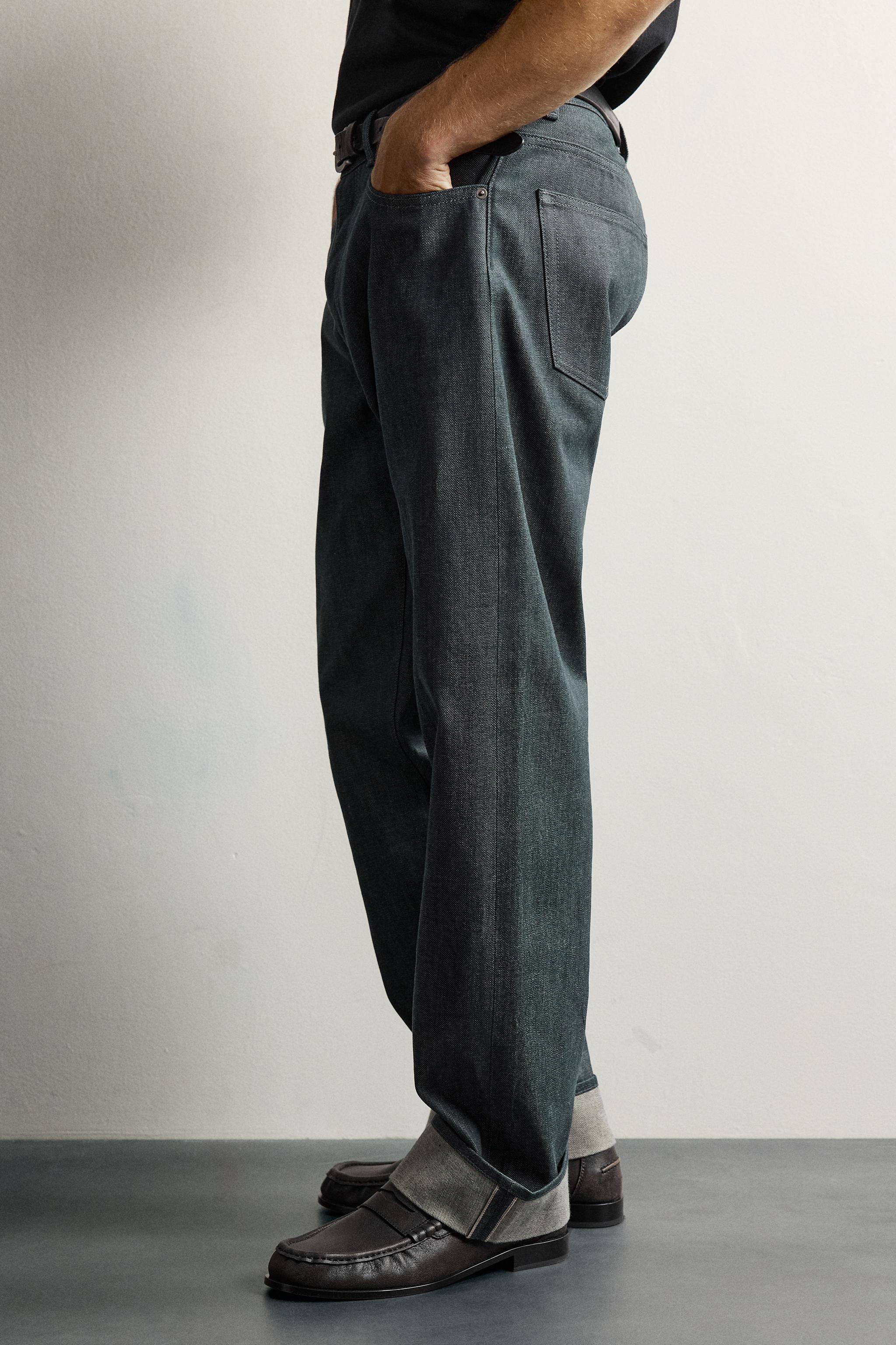 Zara STRAIGHT FIT KIVRIK PAÇALI SELVEDGE JEAN görsel 6