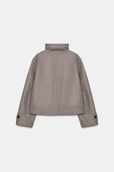 VESTE À COL MONTANT - Marron clair de Zara - Image 7