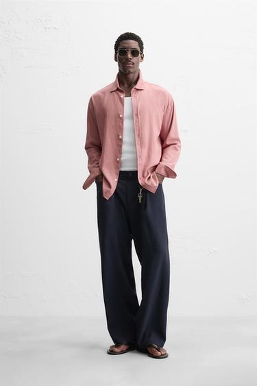 РУБАШКА ИЗО ЛЬНА И ВИСКОЗЫ — РОЗОВЫЙ от Zara