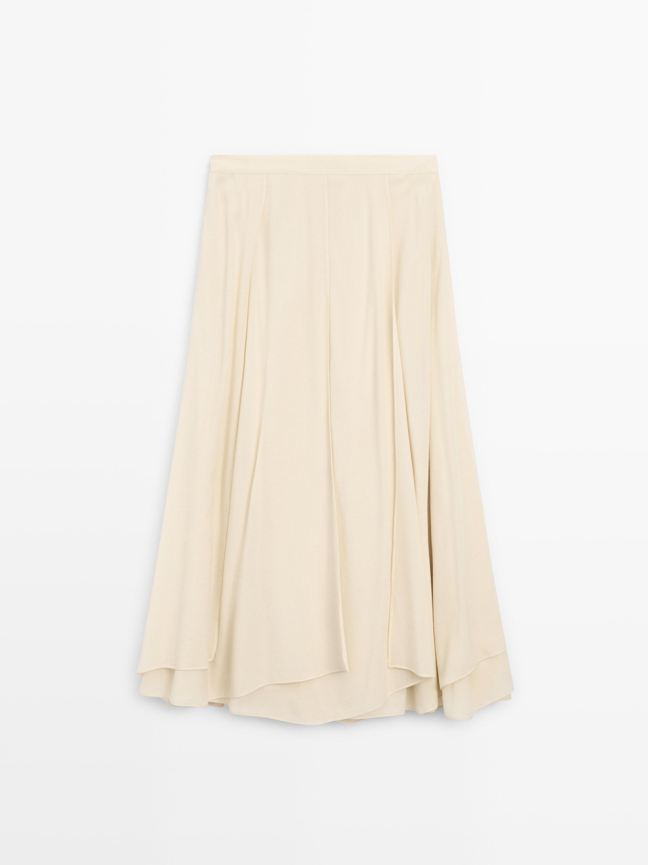 Jupe midi fluide à volants