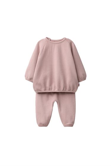 PLAIN SWEATSHIRT AND BALLOON TROUSERS SET - Pink de Zara