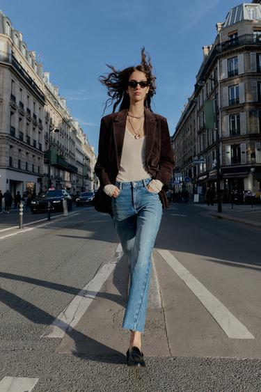 JEANS Z.02 STRAIGHT ANKLE TIRO ALTO - Azul de Zara