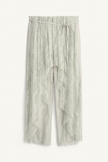 LIMITED EDITION LACE COMBI TROUSERS - Sea green by Zara - Image 5