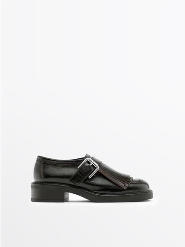 Blucher hebilla con flecos - Negro de Zara - Imagen 0