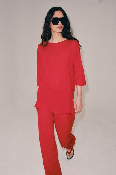 KNIT SAROUEL TROUSERS - Red by Zara - Image 2