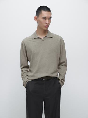 Zara Cotton knit polo sweater - Dark salmon