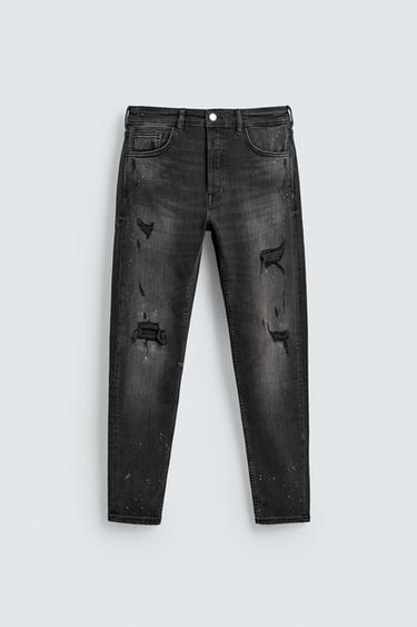 RIPPED SKINNY FIT JEANS - Charcoal by Zara