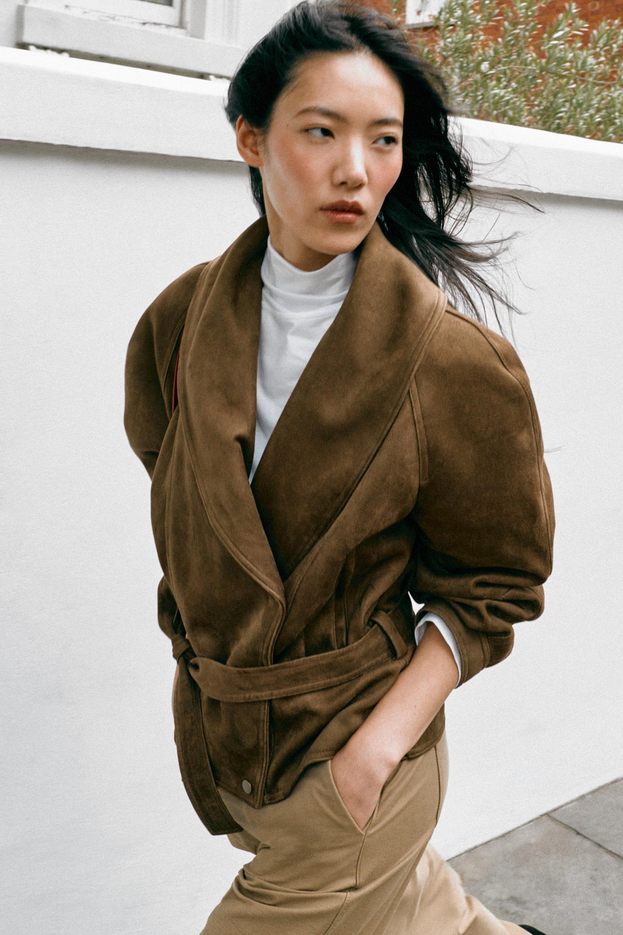 BLOUSON EFFET DAIM AVEC CEINTURE