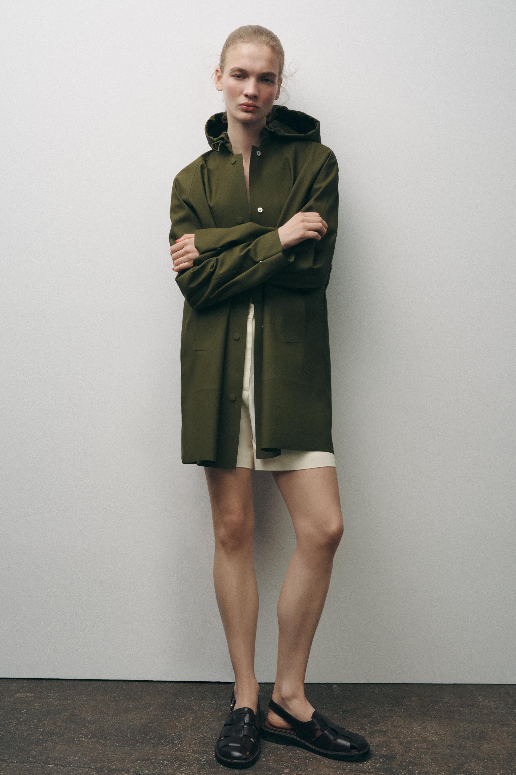 ZARA ZWコレクションラバー仕上げコート ZWコレクション ラバー仕上げパーカ - グリーン | ZARA Japan / 日本
