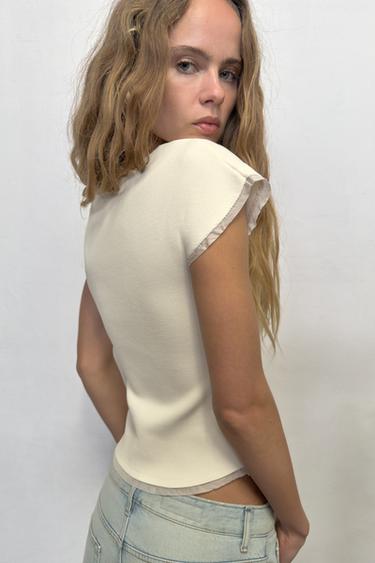 CORSETRY-INSPIRED KNIT TOP - Ecru by Zara - Image 4