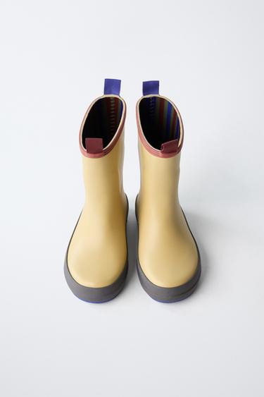 COLOUR BLOCK WELLINGTON BOOTS - Creamy White by Zara - Image 3