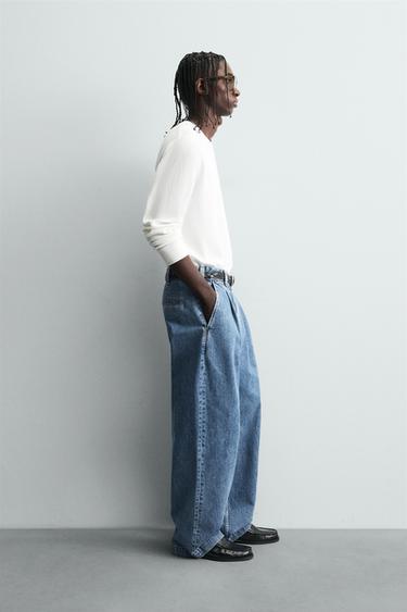 JEAN COUPE AMPLE À PLIS - Bleu clair de Zara - Image 3