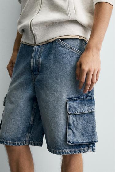 SHORT EN JEAN CARGO - Bleu moyen de Zara - Image 4