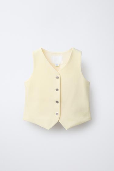 WAISTCOAT WITH RHINESTONE BUTTONS - Light yellow by Zara